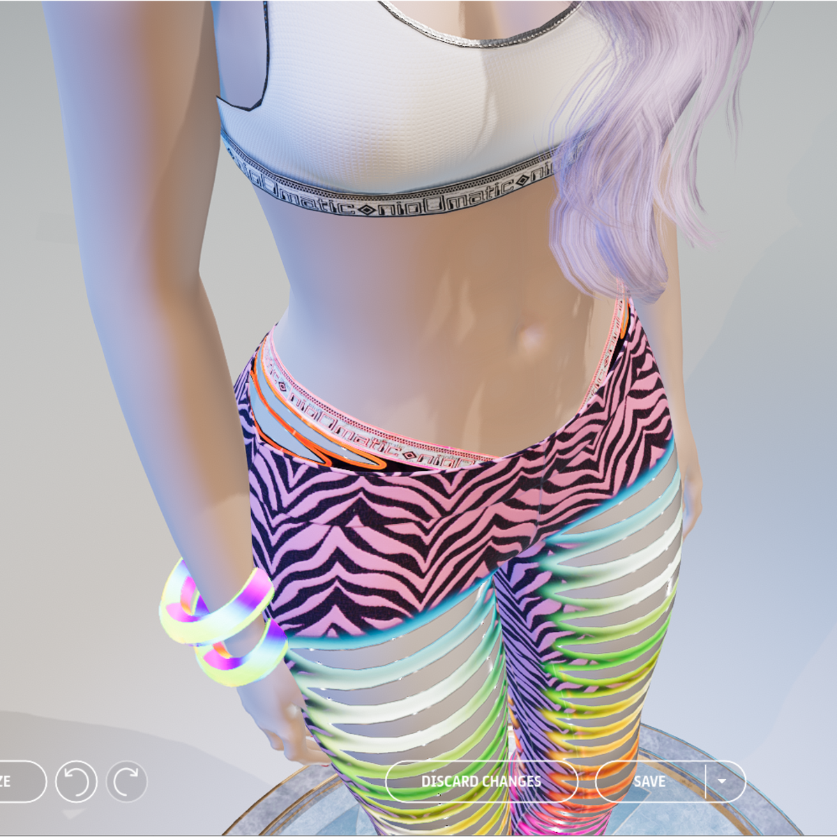 Pink Zebra Glowing Animated Ripped Leggings with Ripped Undies