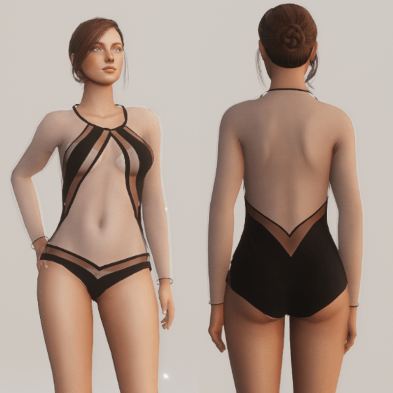 Sheer Runway Peek-a-boo Bodysuit - Black