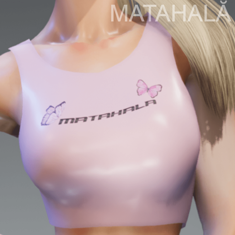 Pink Butterflies MATAHALA Crop Top