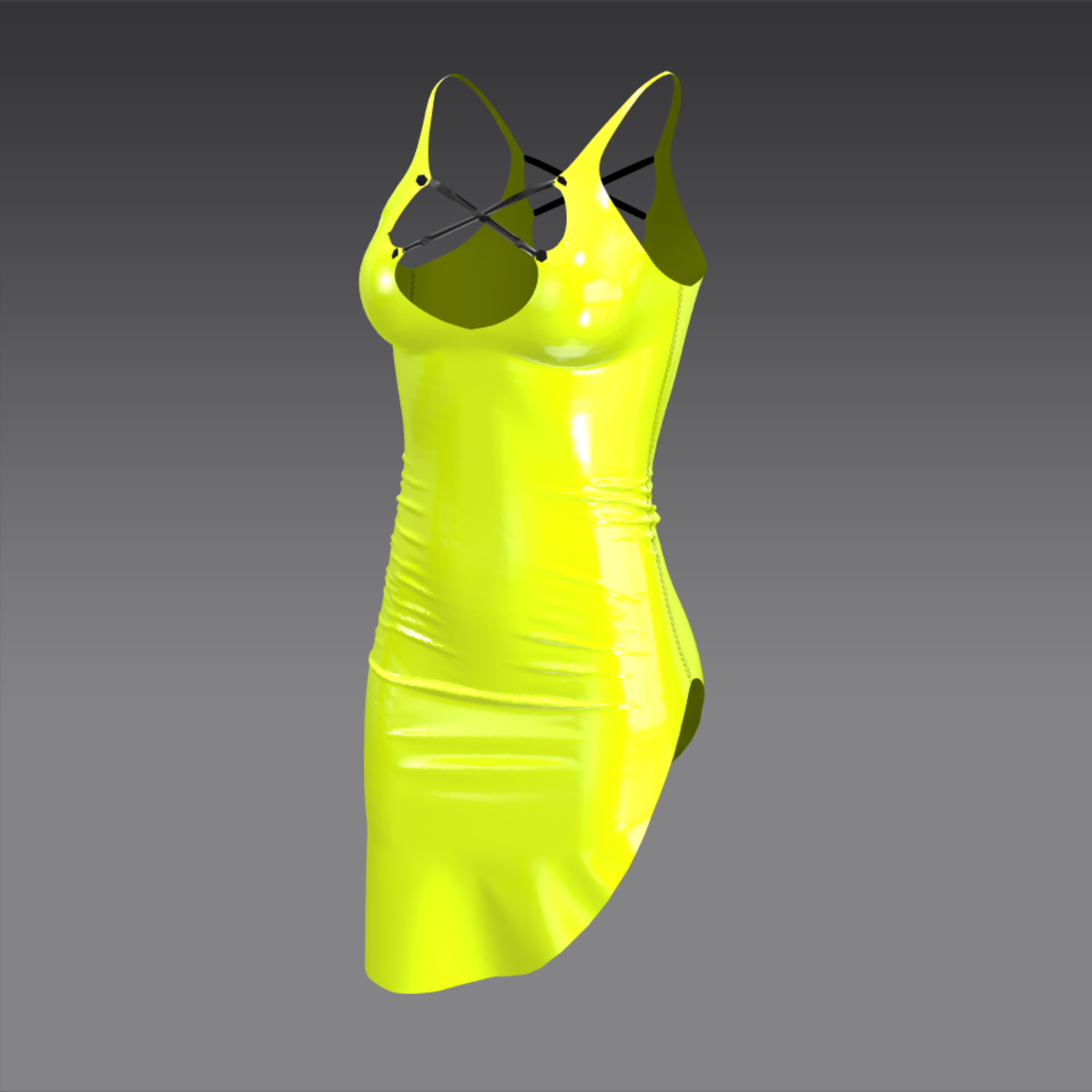 Dress Lara latex yellow