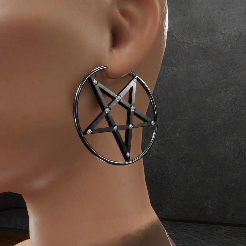 Pentagram hoop earring