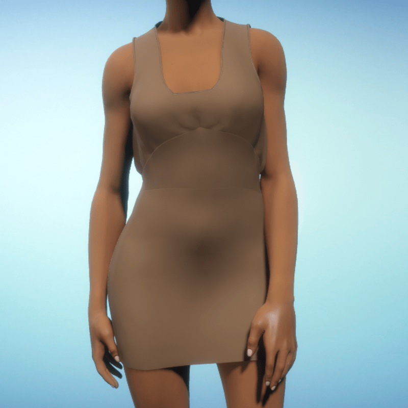 Bloused Mini Dress - Brown