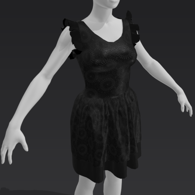 Ruffle Dress - Black Pattern