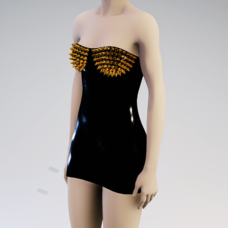Spiked latex dress - gold