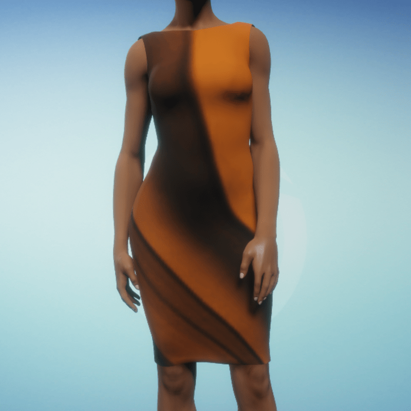 Boatneck Exec Dress - Orange Swoop