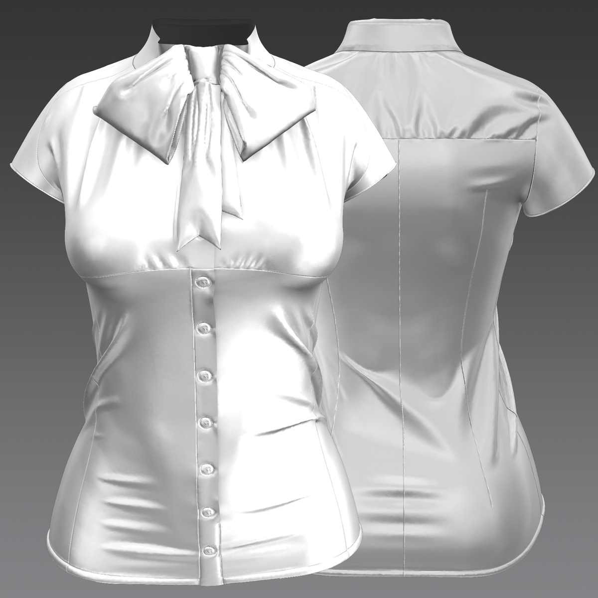 Silk Pussybow Blouse with short sleeves