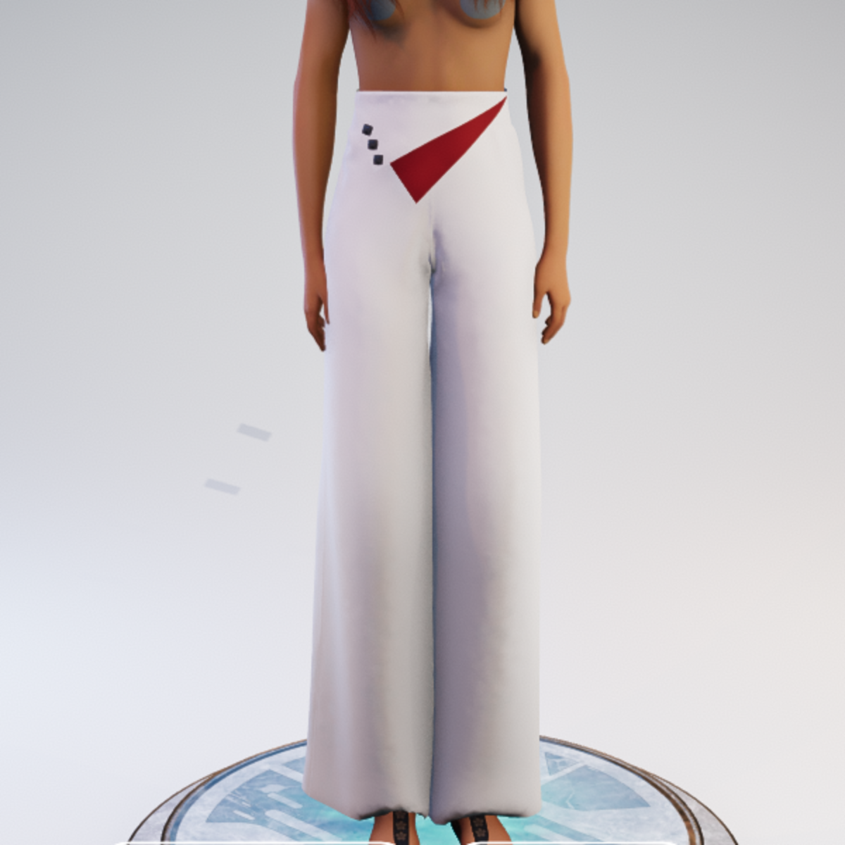 Palazzo Pants - White and Red Polyester