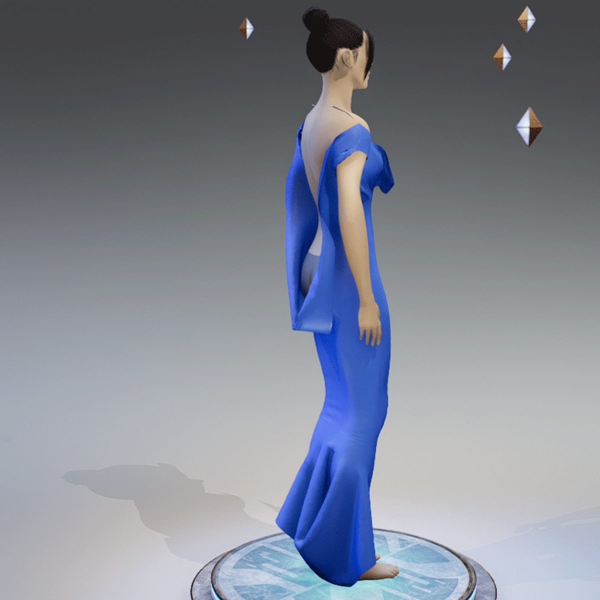 Elegant Extremely Low Back Dress BABY BLUE