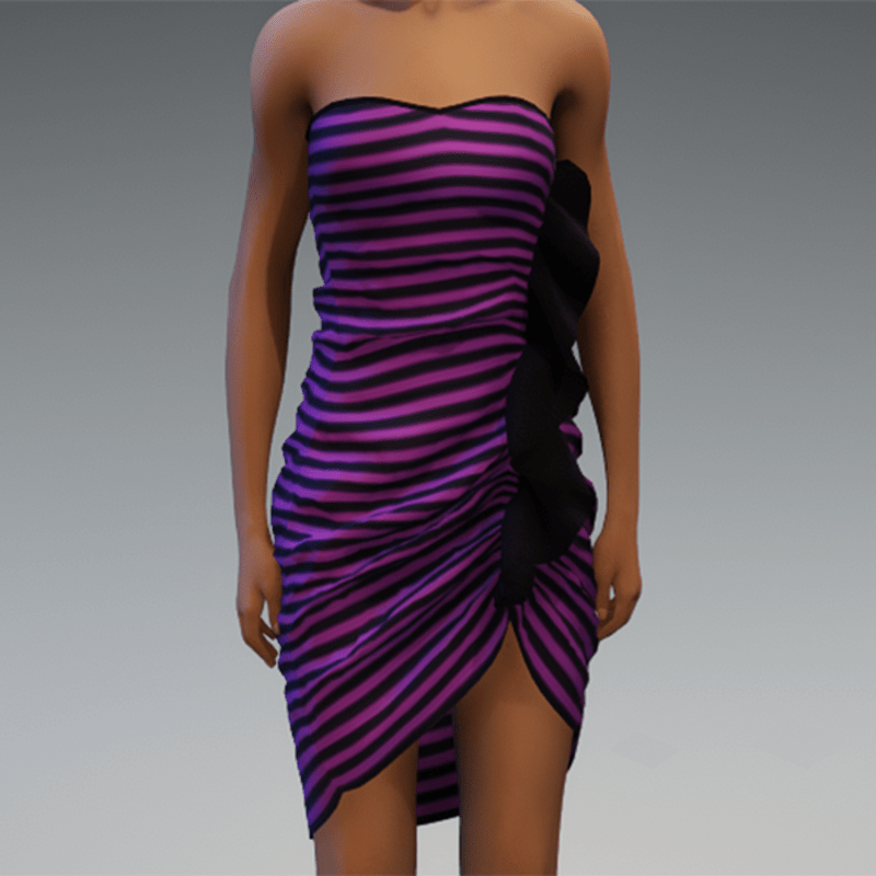 Black and violet striped party dress
