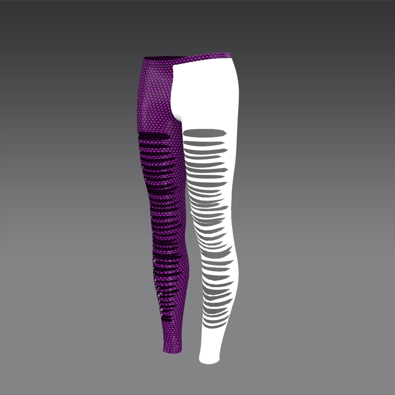 Leggings with holes mettalic and leather white