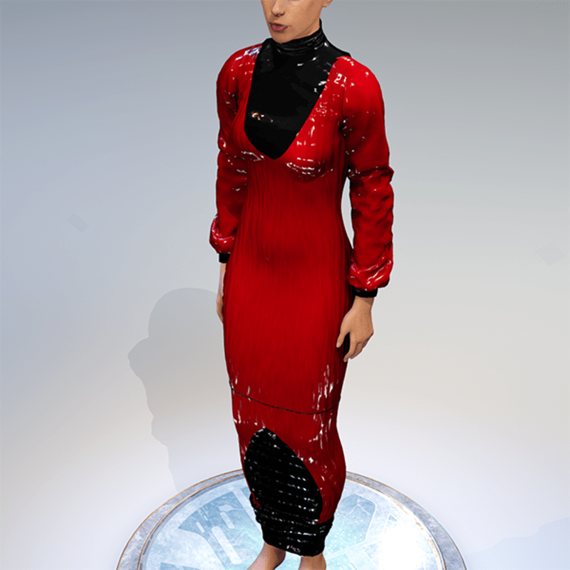 Elegant Rubber Latex TubeDress Red Balck