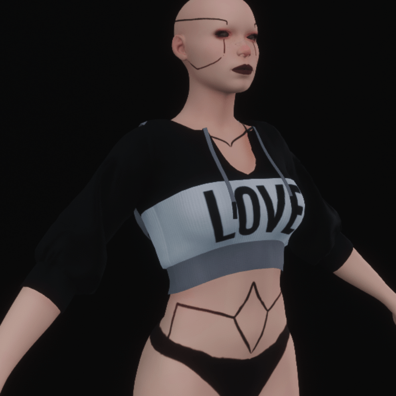 "LOVE" Black Short Sleeved Hoodie