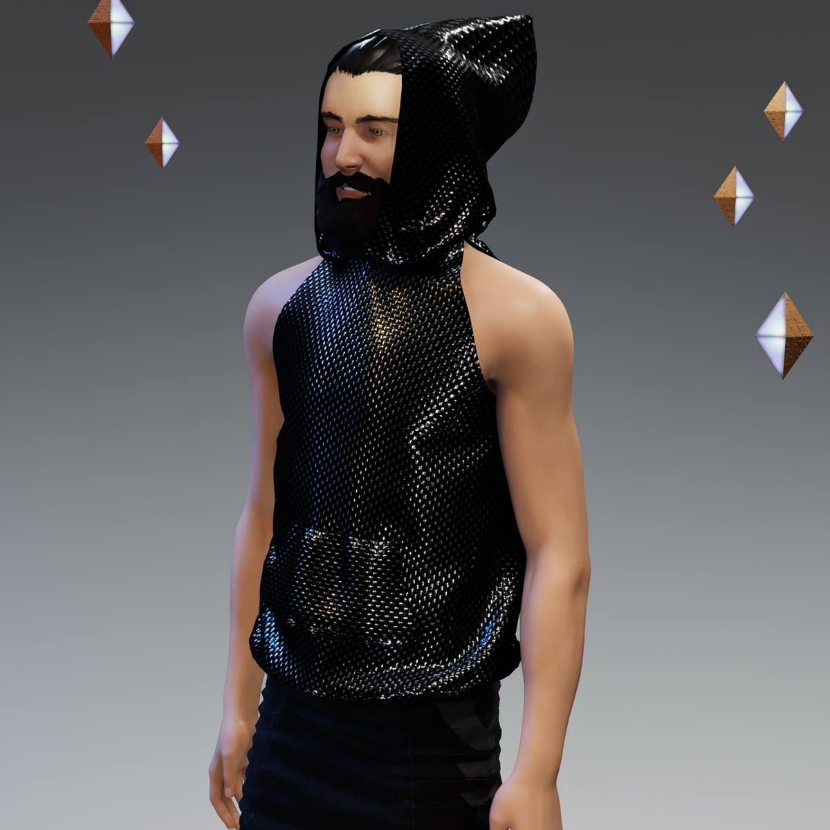 ‘Headspace’ Carbon Fibre (υ) Sleeveless Hoodie - Unisex