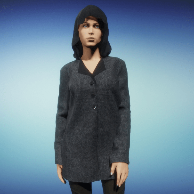 Hooded Wool Pea Coat - Grey