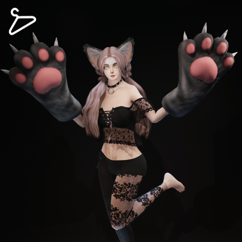 Cat Paw Gloves - Grey Tabby