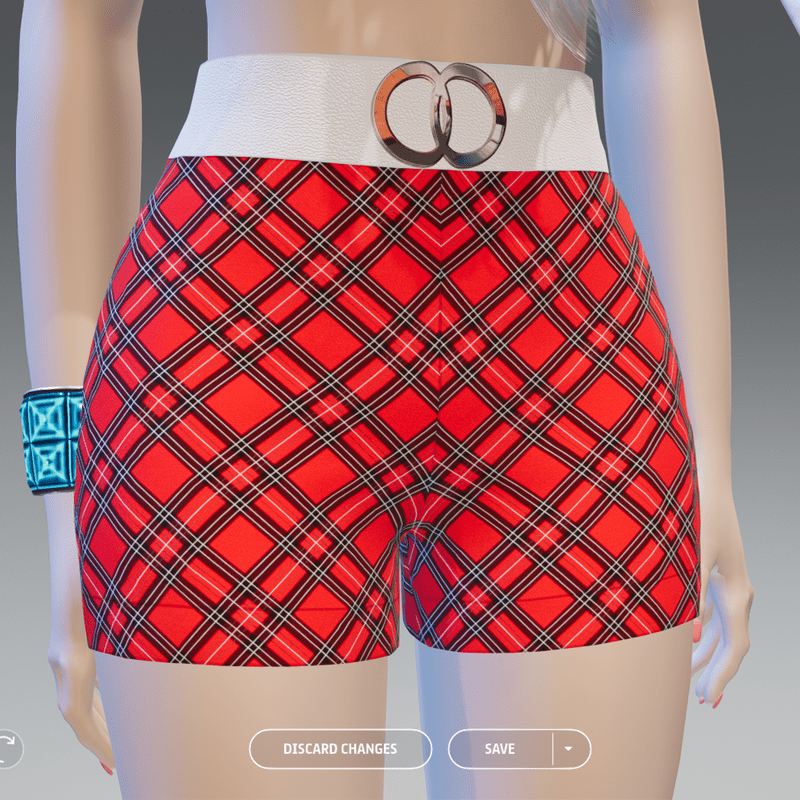 High Shorts w/Leather Belt Red-XPlaid - Female