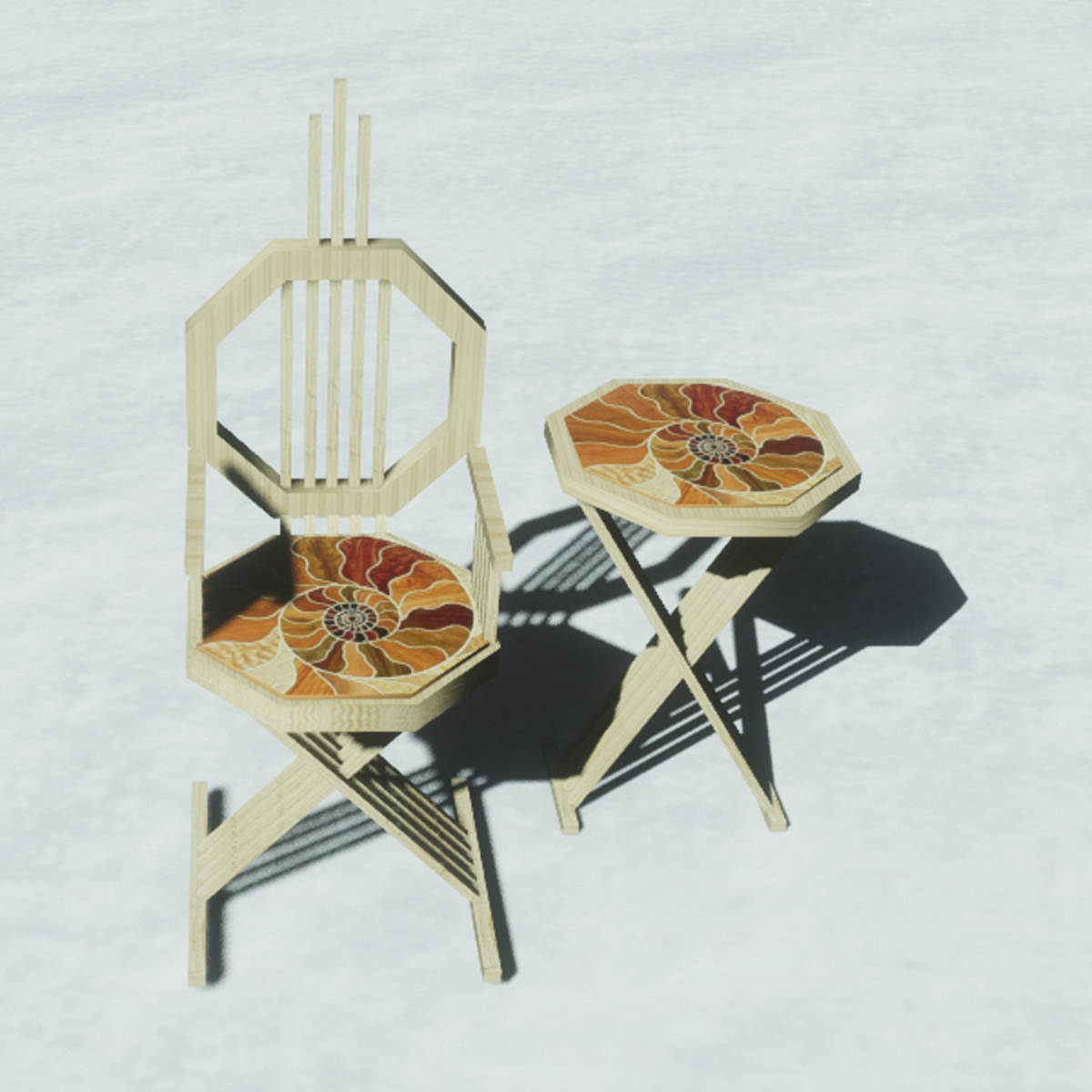 art deco chair and table. No script. Full perm.