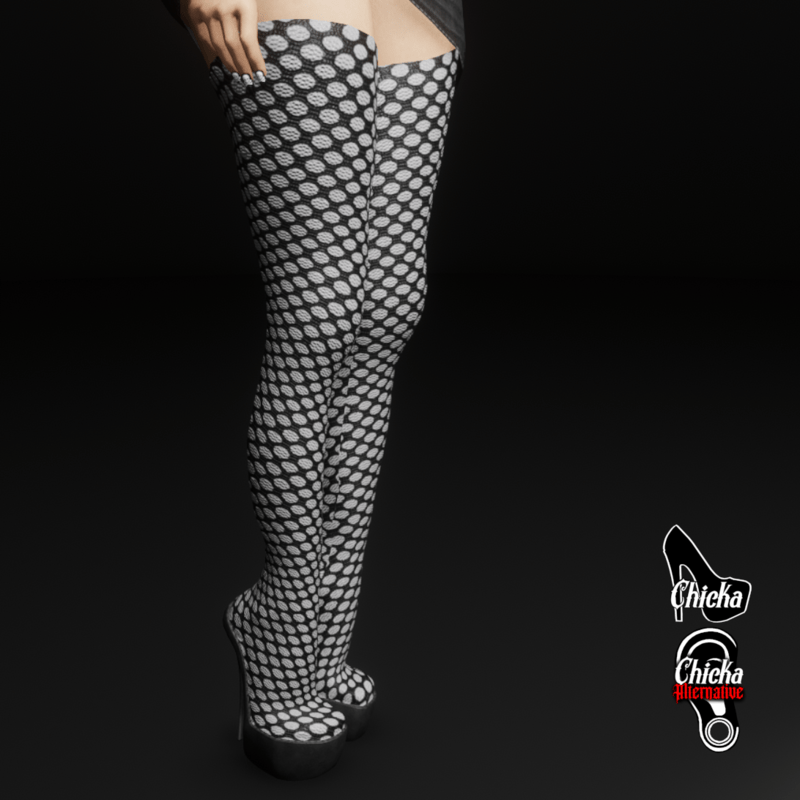 Thigh high boots white net (CHICKA AVATARS)