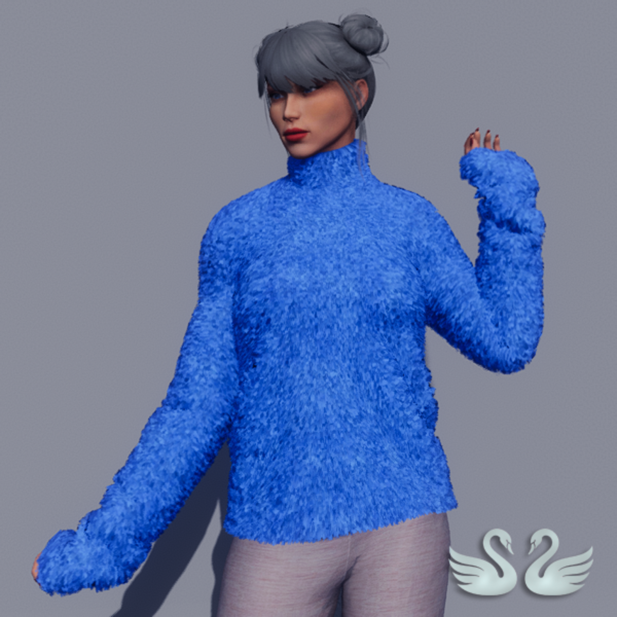 Nicci - Fur Sweater - Blue
