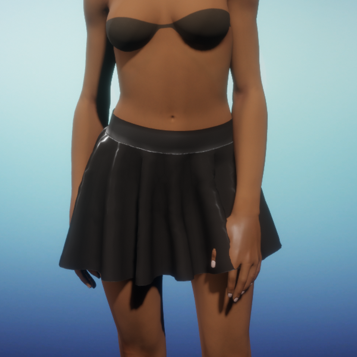 Circle Mini Skirt - Black Satin