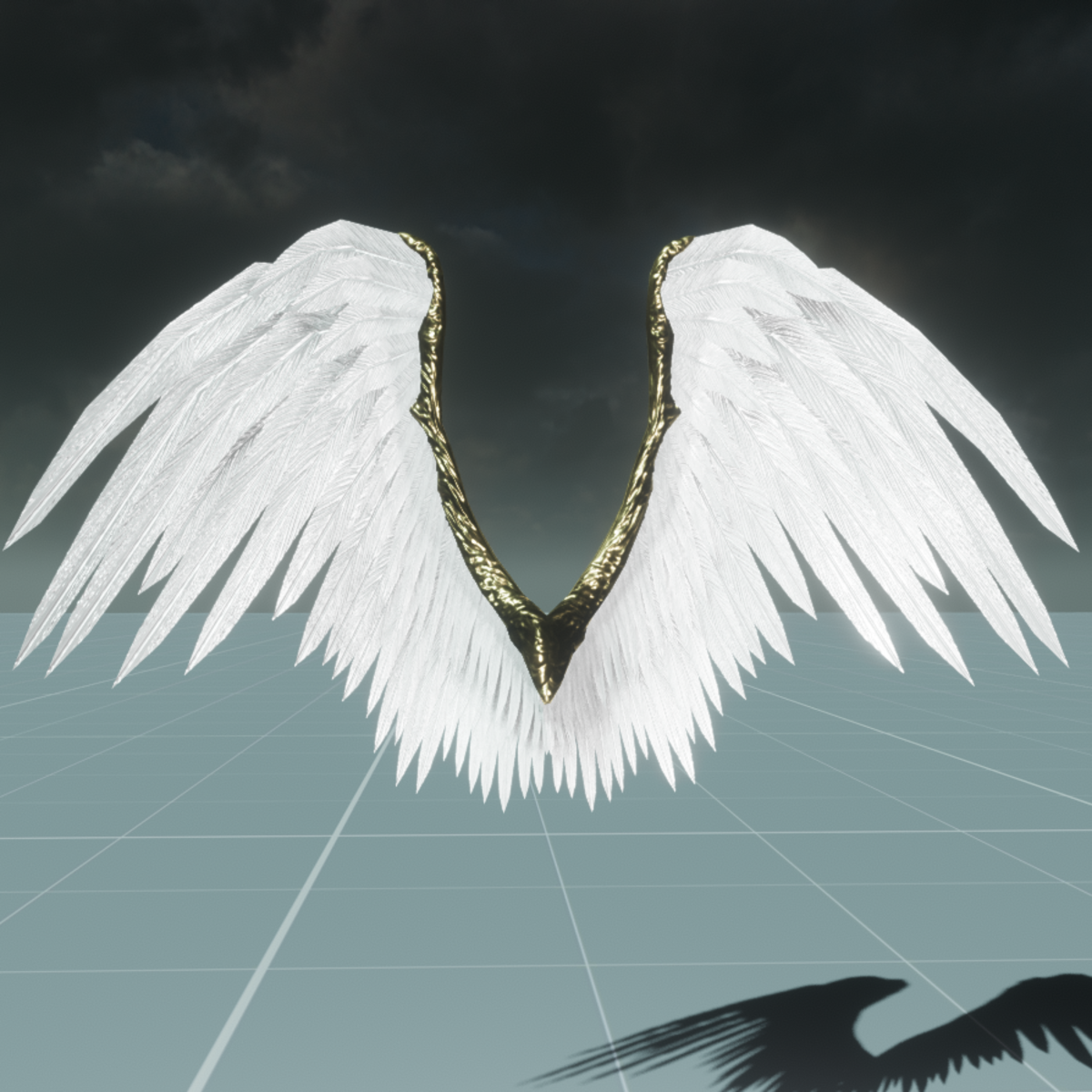 Female White/Gold Angel Wings