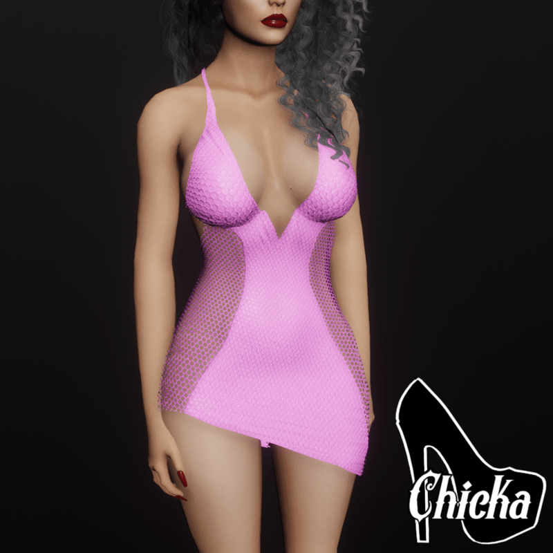 Club dress-Peek-a-boo-pink (Chicka avatars)