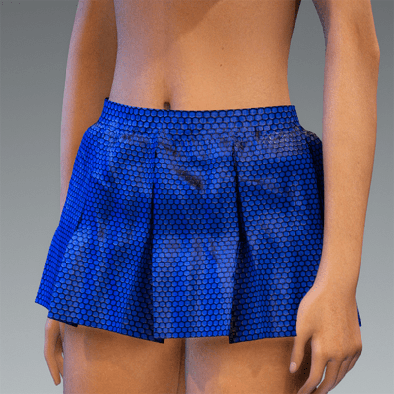 Folded Schort Skirt Blue Hex