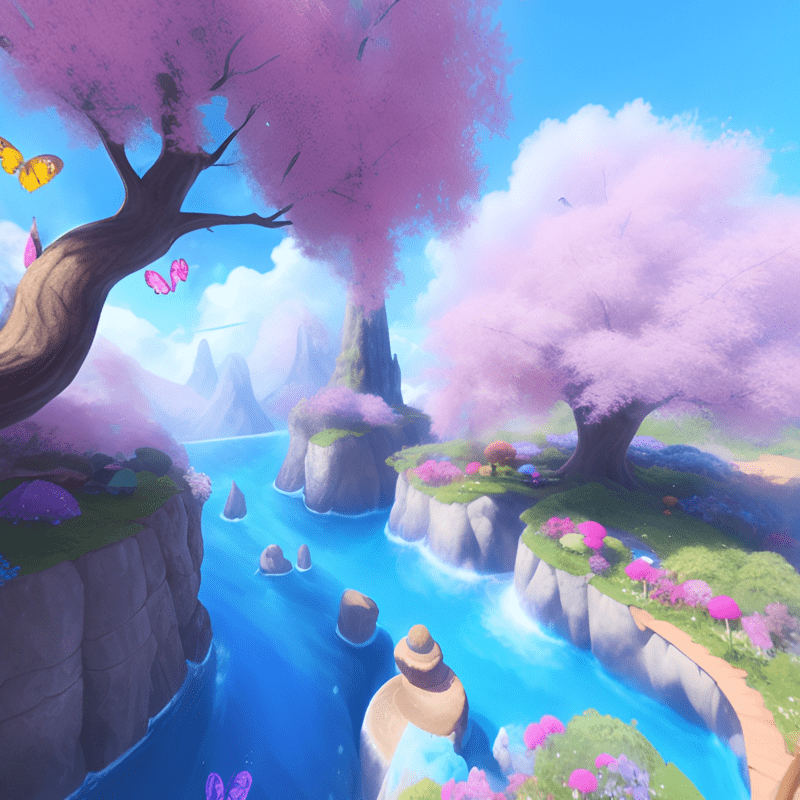 Skybox Fantasy land with Butterflies and Elves