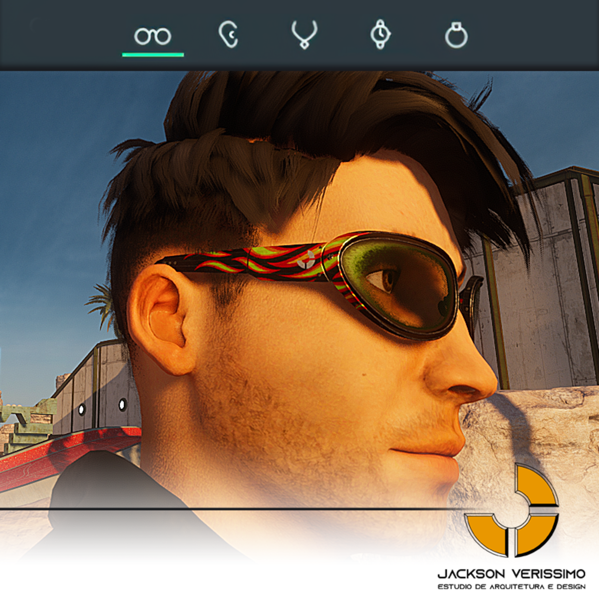 Janeiro Glasses-Black Metal with flames