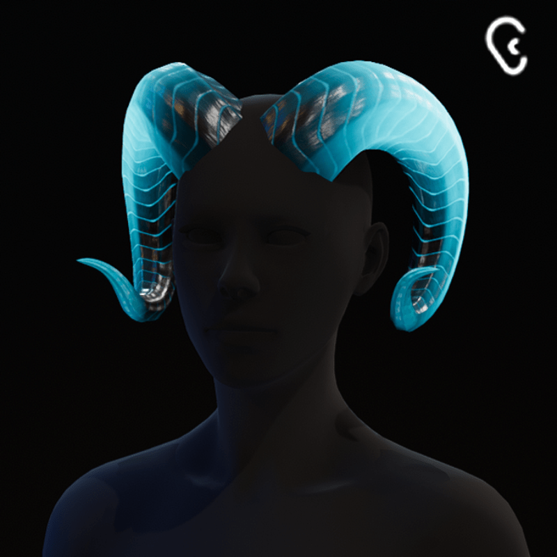 Dancing Demon Horns - Light Blue (Scrolling Animation)