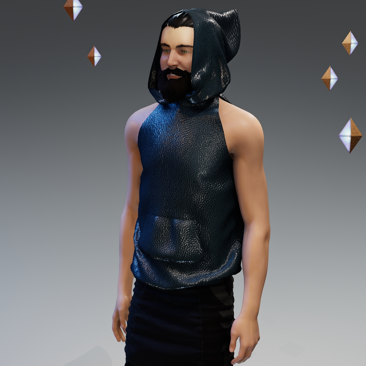 ‘Headspace’ Faux Leather (ρ) Sleeveless Hoodie - Unisex