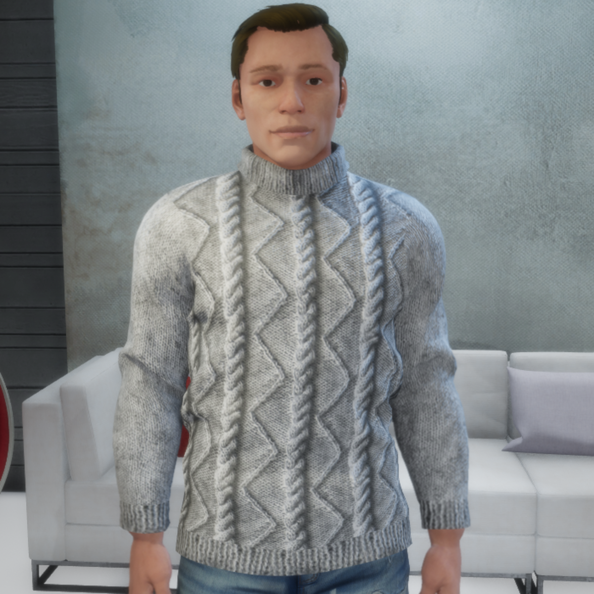 AV2 - Male Cable Sweater White