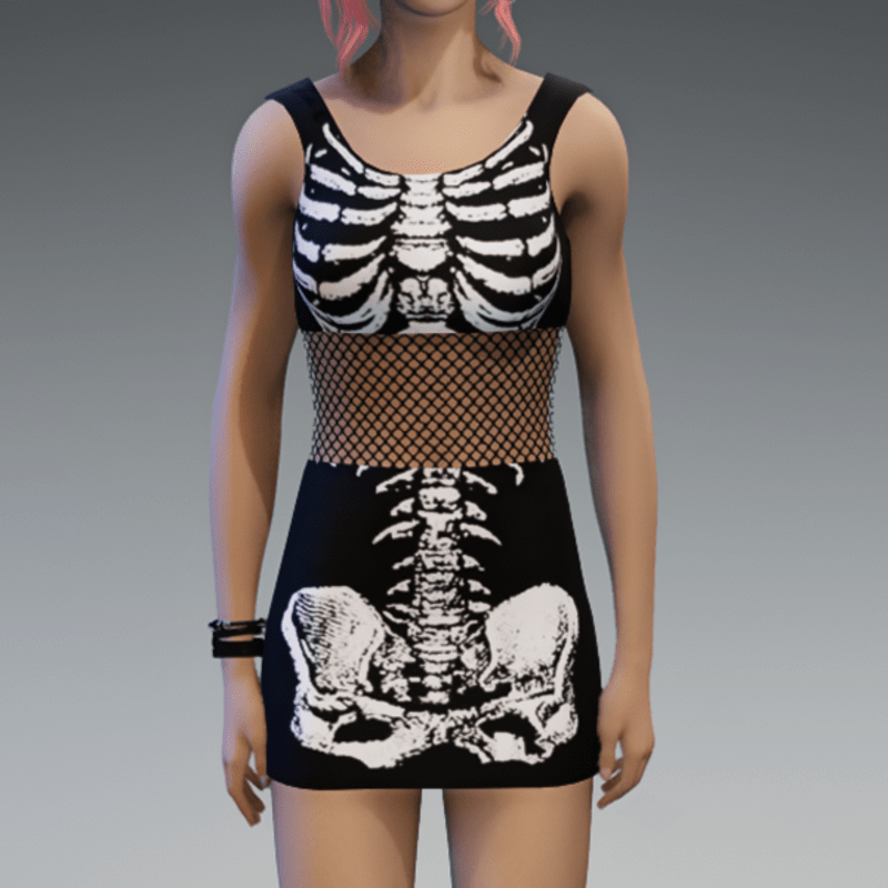 Skeleton Minidress Black and White