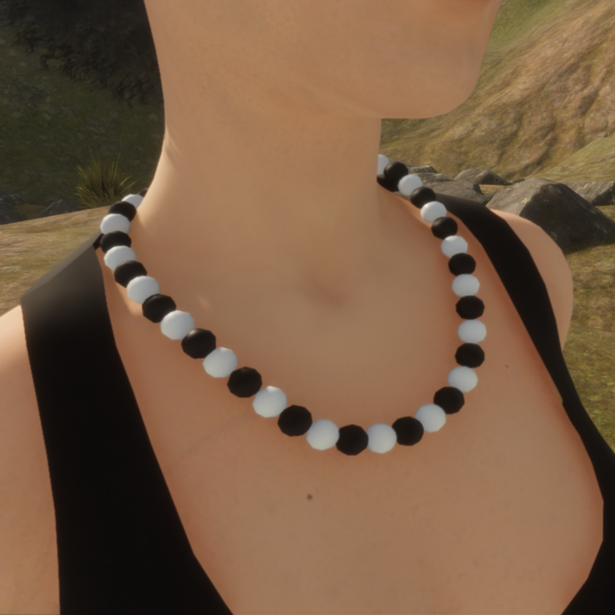 TKA-Necklace white & black pearls