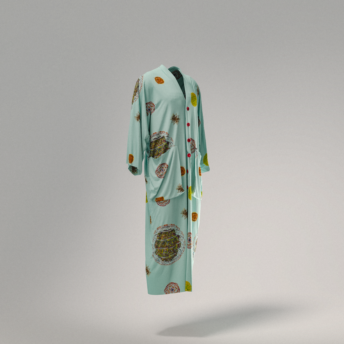Silk Caftan Light Blue