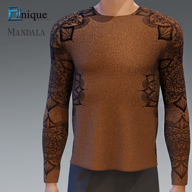 Mens Mandala Tatto Brown Sweater
