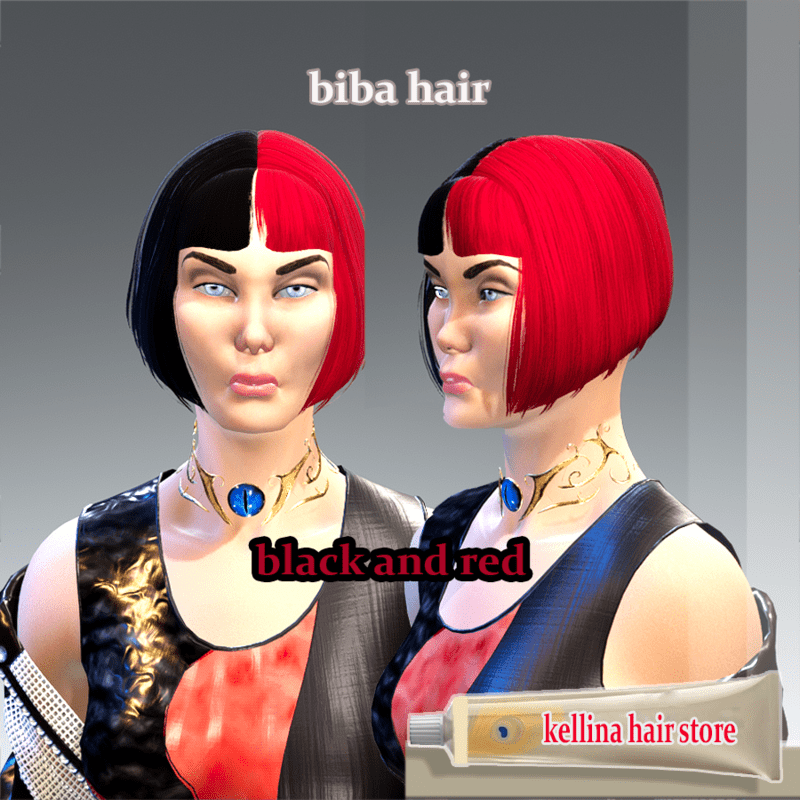 biba hair (black and red texture )