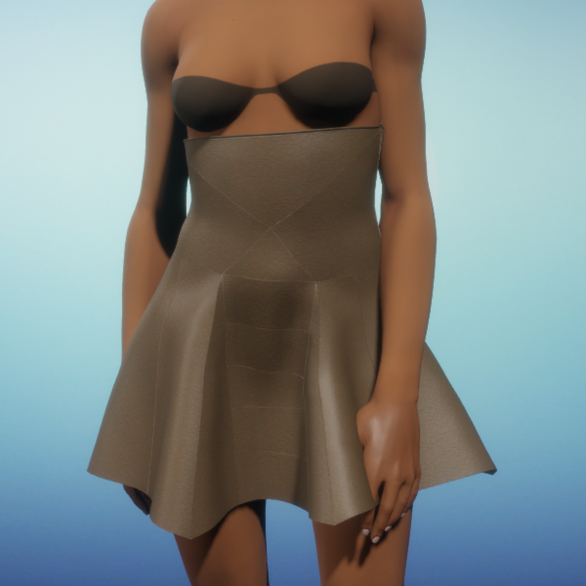 High Waist Skirt - Brown Leather