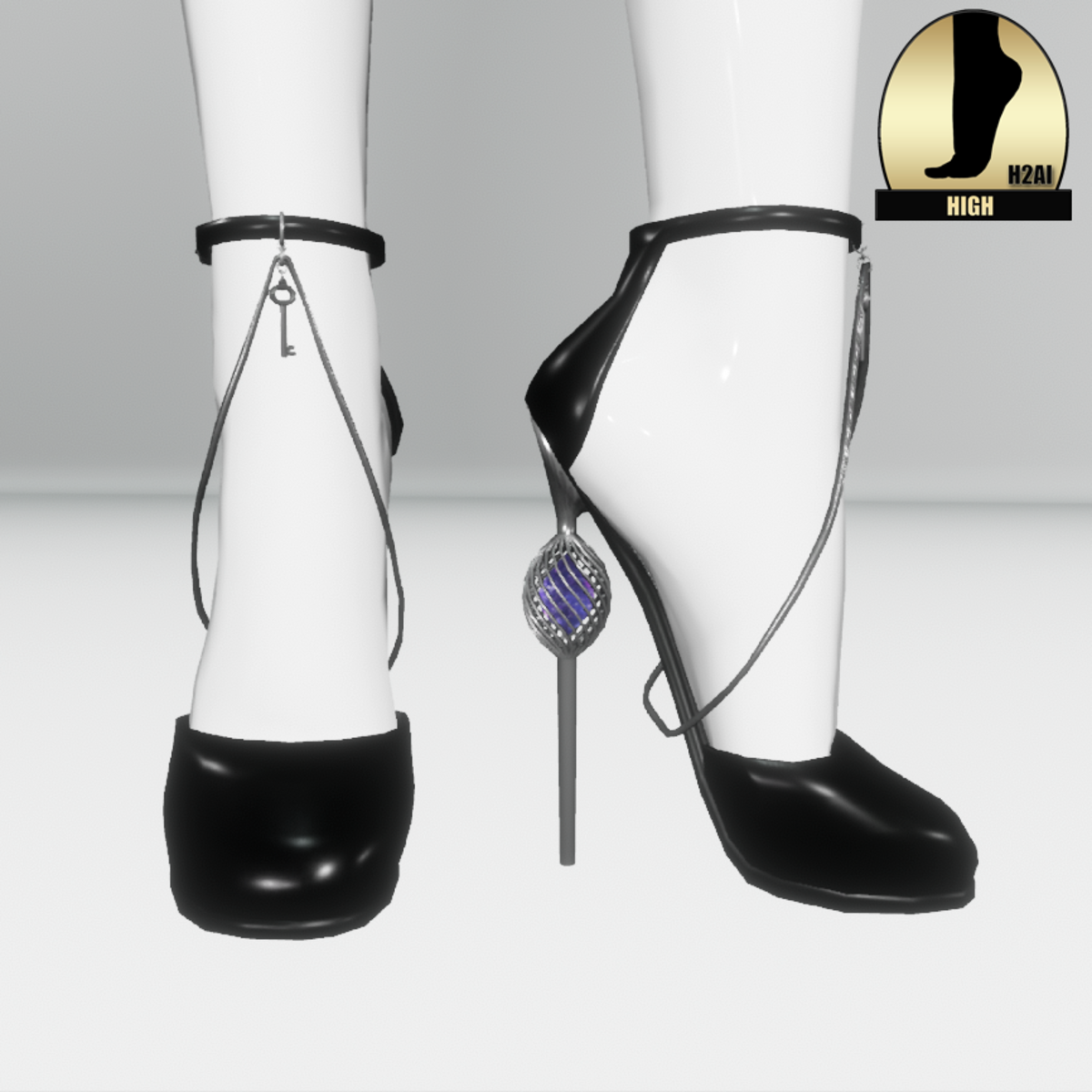 Galaxy cage heels for h2ai high - black silver