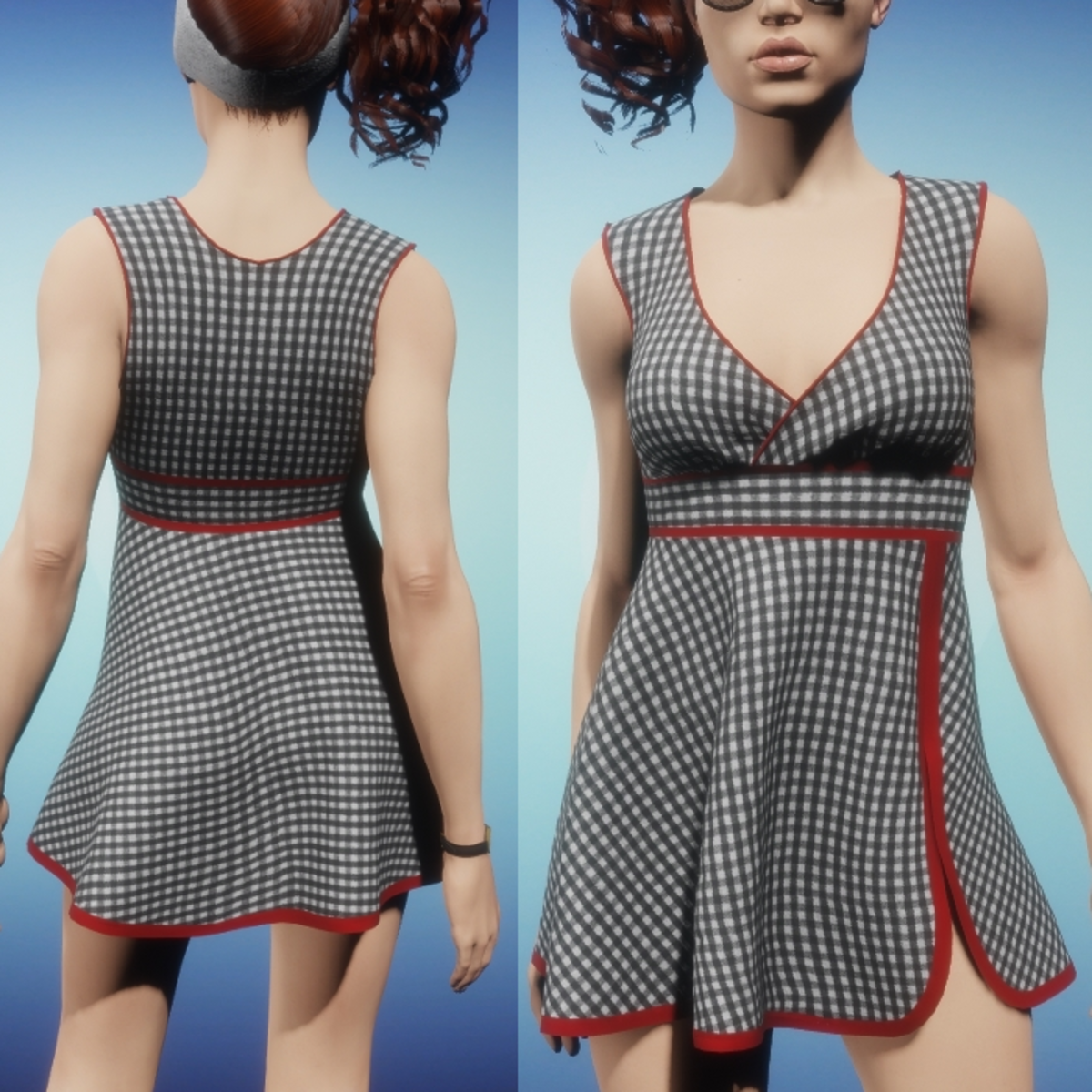 Criss Cross Sundress - Grey Gingham