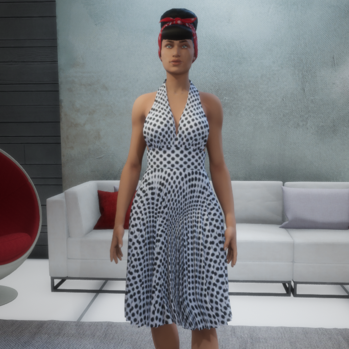 Vintage Dress Polka Dot White Black