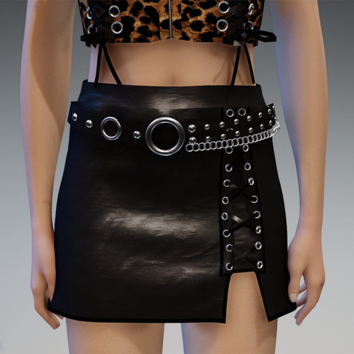 Leather Skirt "Goth 'n' Rock" in Black