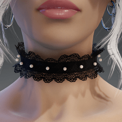 Gothic Choker with Lace and Pearls