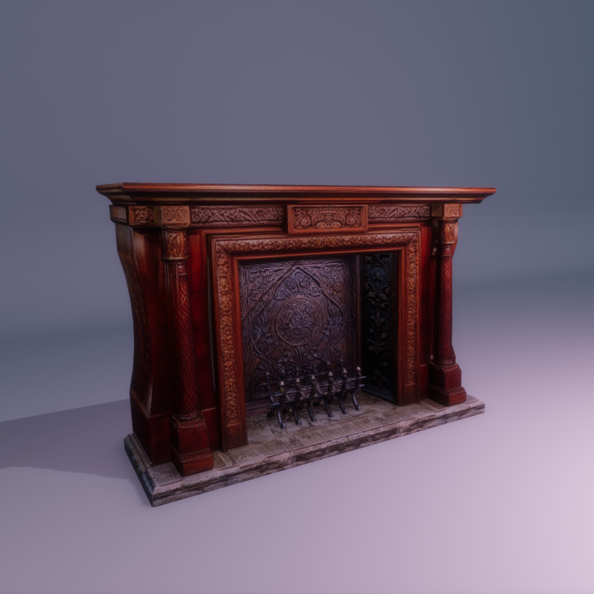 Fireplace 01 - Mahogany Wood