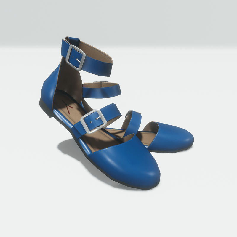 Ankle buckle flat shoes - blue