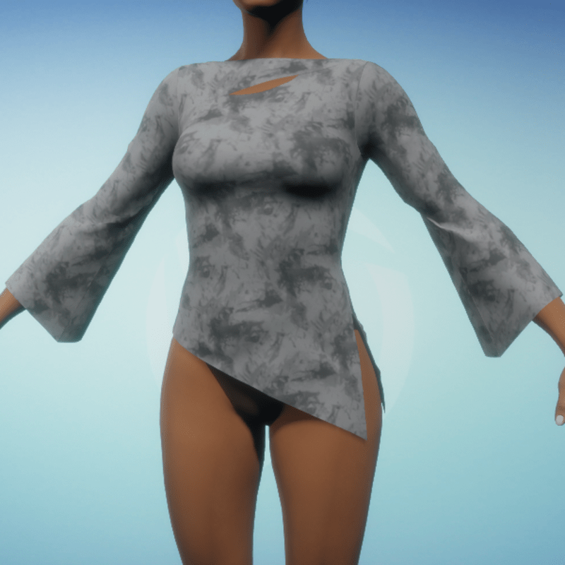 Boatneck Blouse - Grey Abstract