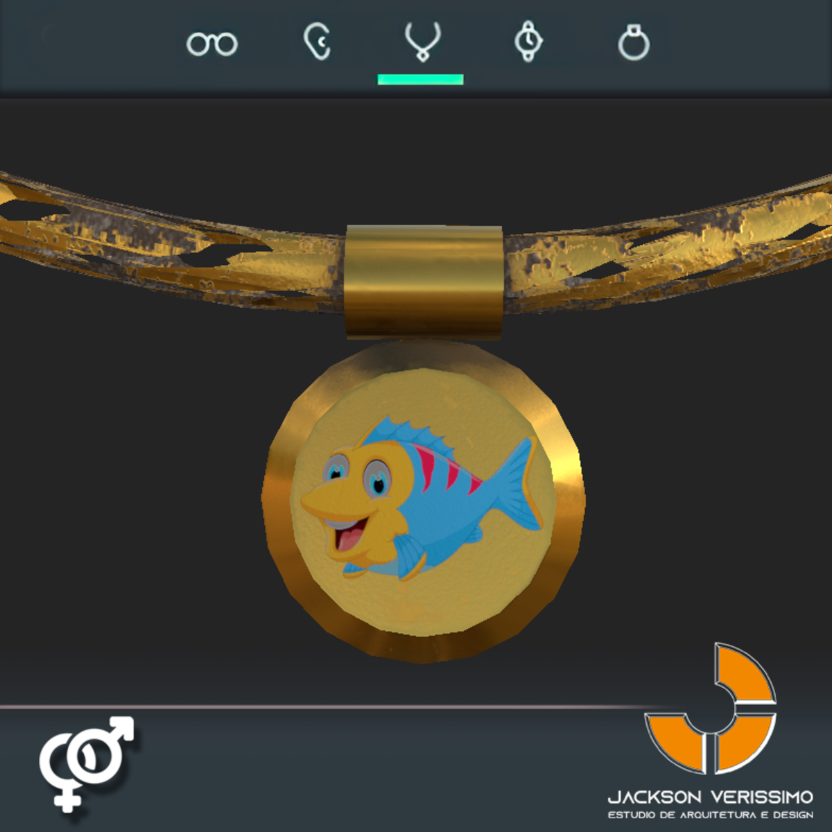 Metal Necklace- Gold Fish