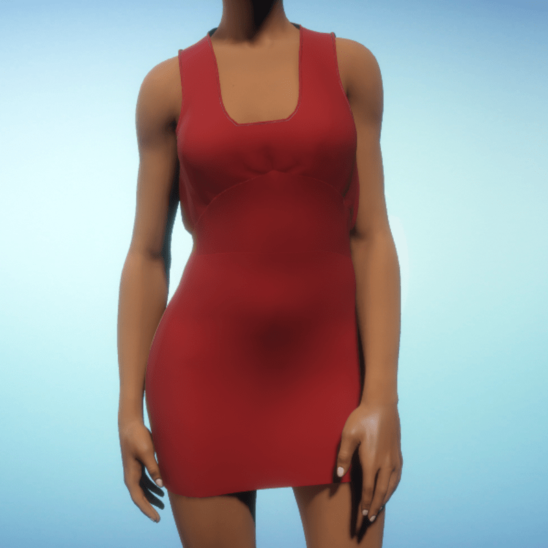 Bloused Mini Dress - Red