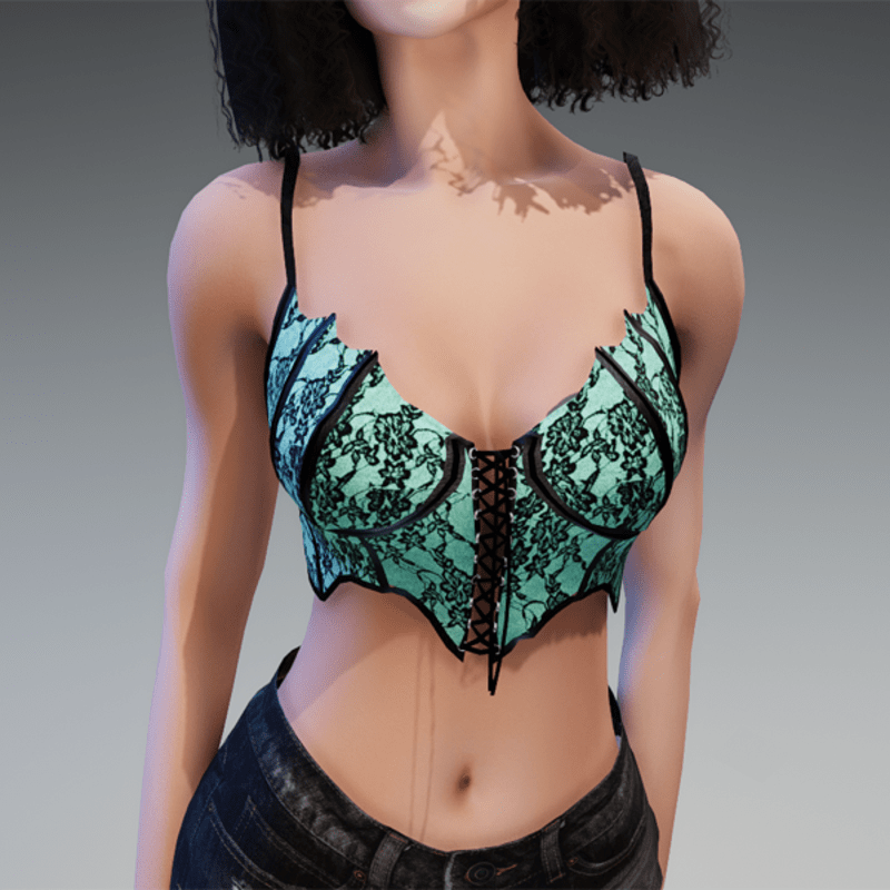 Goth Top "Miss Batfly" in Mint