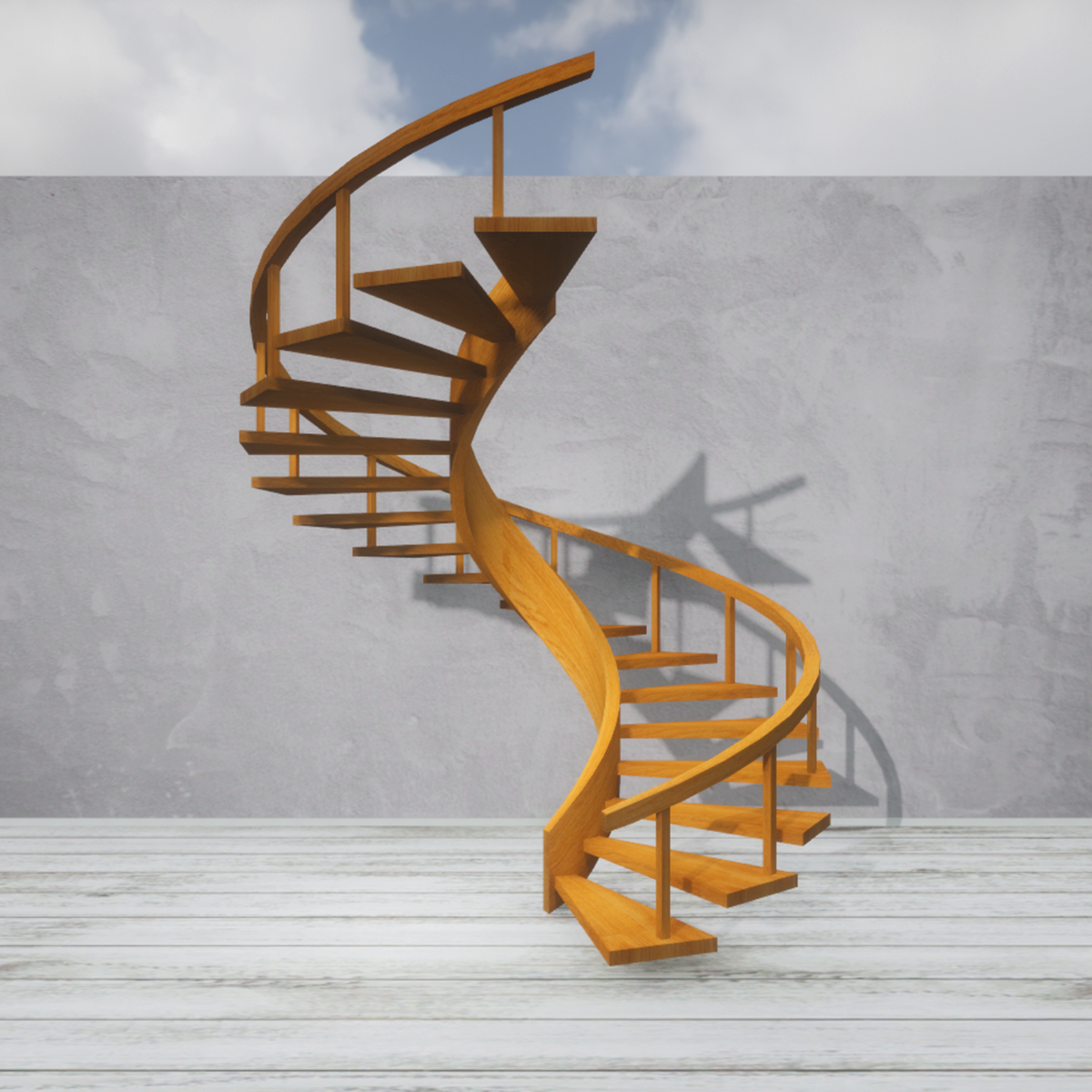 Spiral Stairs Light Oak R